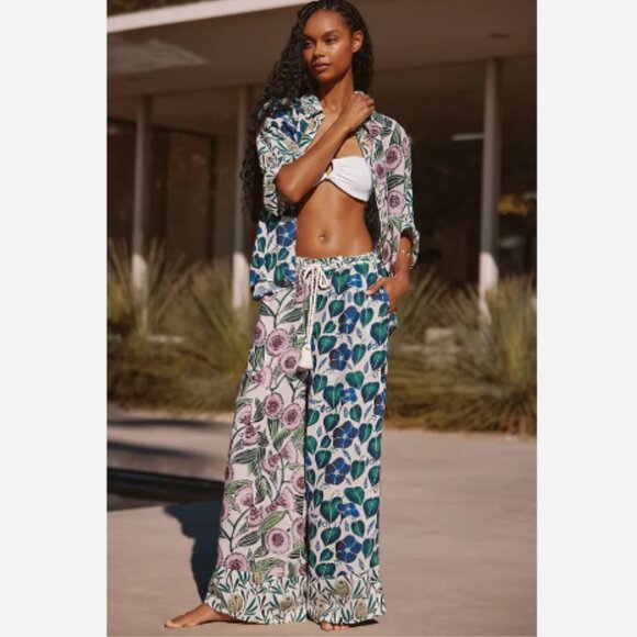 New Harlinah Teoh x Celandine Relaxed Wide-Leg Linen Pants - Picture 1 of 6